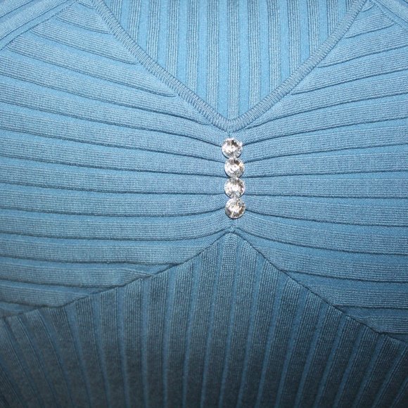 Belldini Ribbed Knit Sleeveless Teal Blue Sweater Top XL - Picture 2 of 8